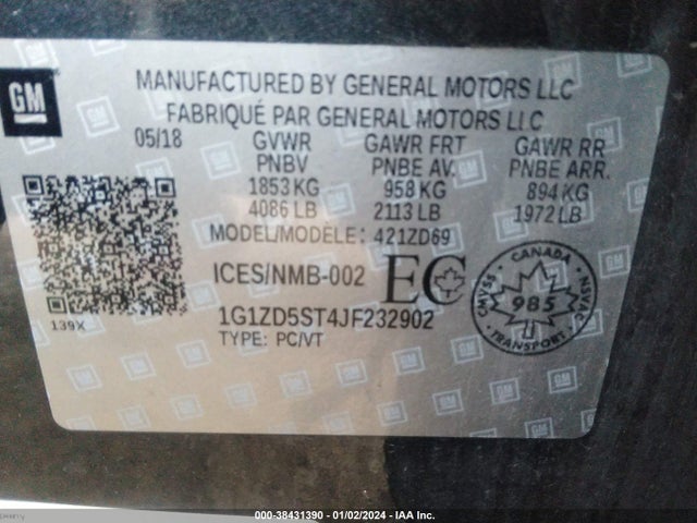 Chevrolet MALIBU LT 2018 1G1ZD5ST4JF232902 Image 9