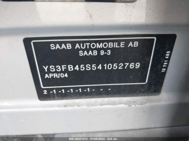 2004 SAAB 9-3 YS3FB45S541052769 Photo 8