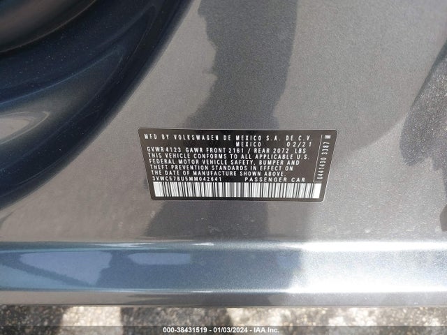 2021 VOLKSWAGEN JETTA 1.4T R-LINE/1.4T S/1.4T SE VIN: 3VWC57BU5MM042641