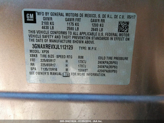 Chevrolet EQUINOX LS 2018 3GNAXREVXJL112129 Image 9