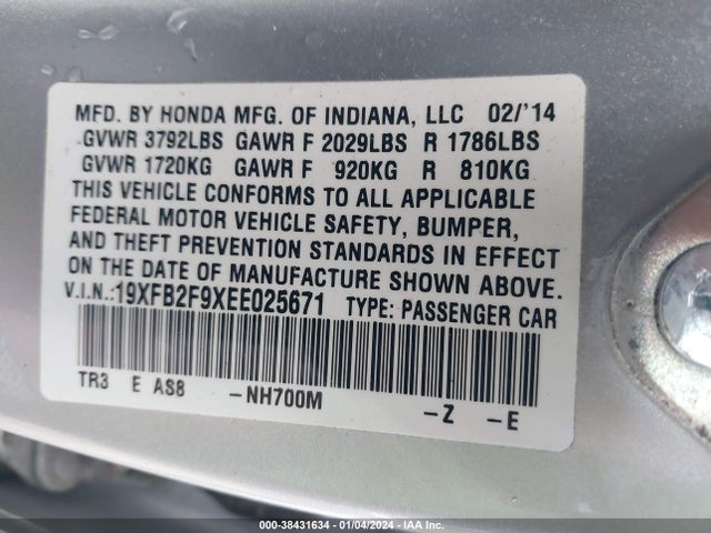 Honda Civic Ex-l 2014 19XFB2F9XEE025671 Image 9