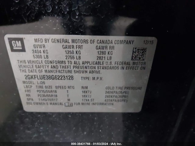 GMC Terrain Slt 2016 2GKFLUE38G6223128 Image 9