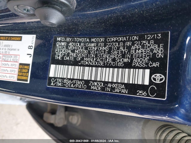 Toyota Prius Two 2014 JTDKN3DU3E1770185 Image 9