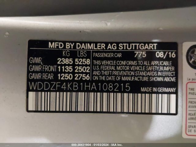 WDDZF4KB1HA108215 Mercedes-Benz E 300 4matic