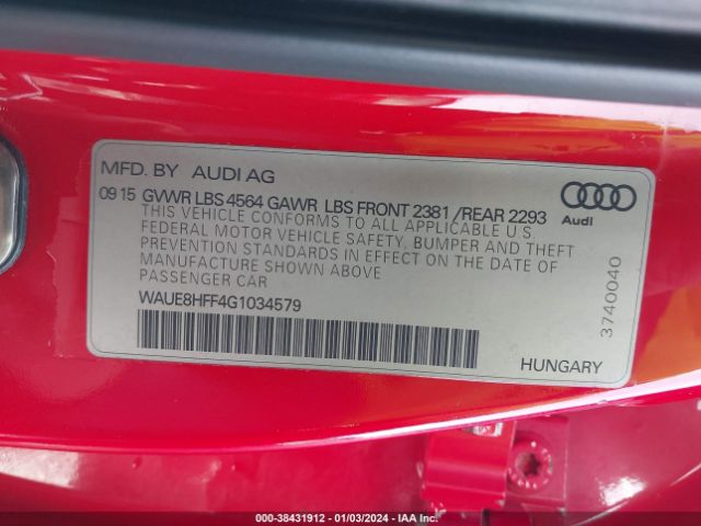 WAUE8HFF4G1034579 Audi A3 2.0t Premium