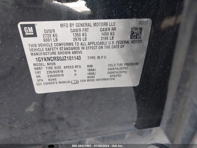 Cadillac XT5 LUXURY 2018 1GYKNCRS0JZ101143 Image 9