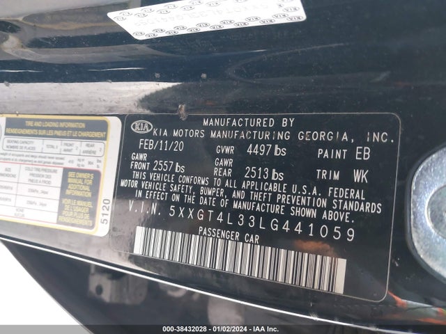 2020 KIA OPTIMA LX VIN: 5XXGT4L33LG441059