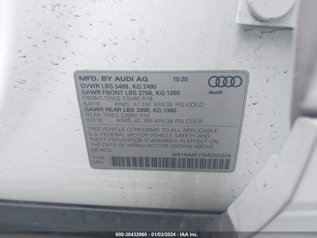 WA1AAAFY3M2020204 Audi Q5 Premium 45 Tfsi Quattro S Tronic