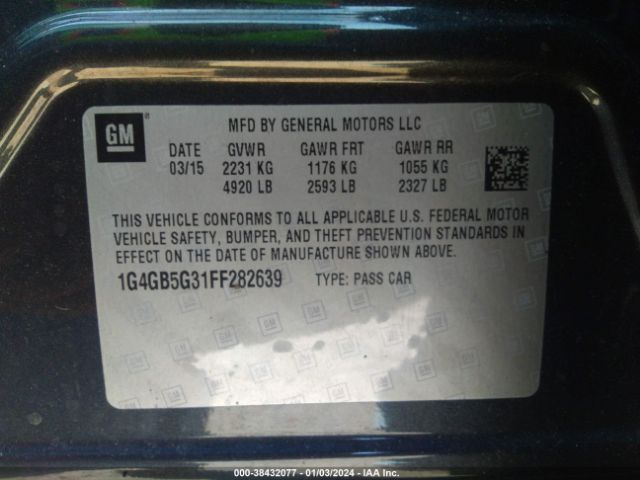 1G4GB5G31FF282639 Buick Lacrosse