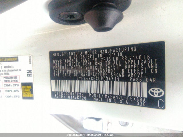 Toyota COROLLA SE 2020 5YFS4RCEXLP034711 Image 9
