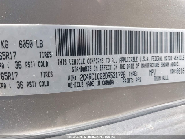 2013 CHRYSLER TOWN & COUNTRY TOURING-L VIN: 2C4RC1CG2DR531726