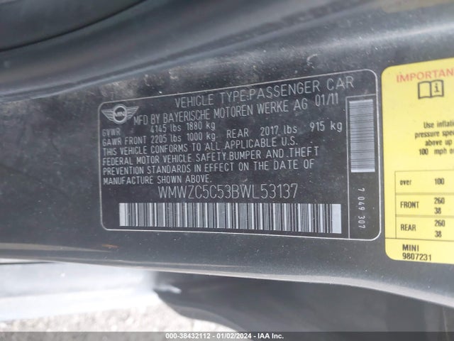 2011 MINI COOPER S COUNTRYMAN WMWZC5C53BWL53137 Photo 8