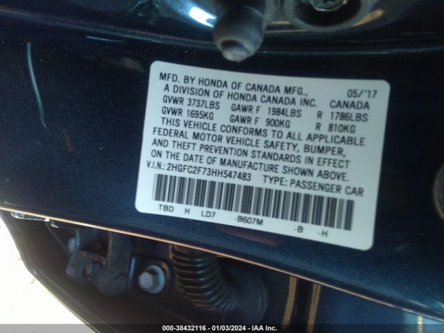 2HGFC2F73HH547483 Honda CIVIC EX