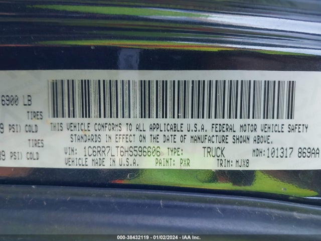 RAM 1500 Big Horn  4x4 5'7 Box 2017 1C6RR7LT6HS596606 Image 9