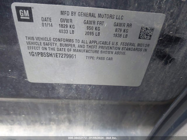Chevrolet Cruze Ls Manual 2014 1G1PB5SH1E7279961 Image 9