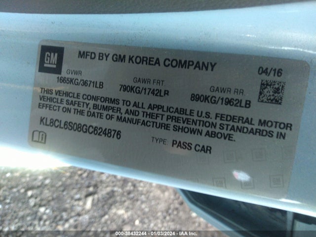 Chevrolet Spark Ev 2lt 2016 KL8CL6S08GC624876 Image 9