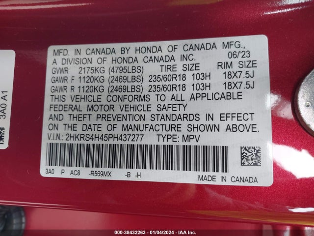 Honda Cr-v Ex Awd 2023 2HKRS4H45PH437277 Image 9