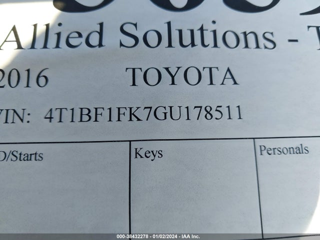 Toyota CAMRY SE 2016 4T1BF1FK7GU178511 Image 9