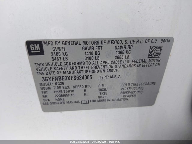 Cadillac Srx Luxury Collection 2015 3GYFNBE3XFS624006 Image 9