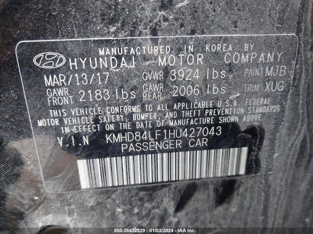 Hyundai Elantra Value Edition 2017 KMHD84LF1HU427043 Image 9
