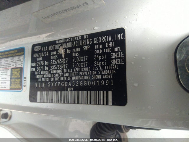 KIA Sorento 3.3l Lx 2016 5XYPGDA52GG001991 Image 9