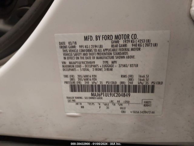 2018 FORD ECOSPORT MAJ6P1UL9JC204849 Photo 8