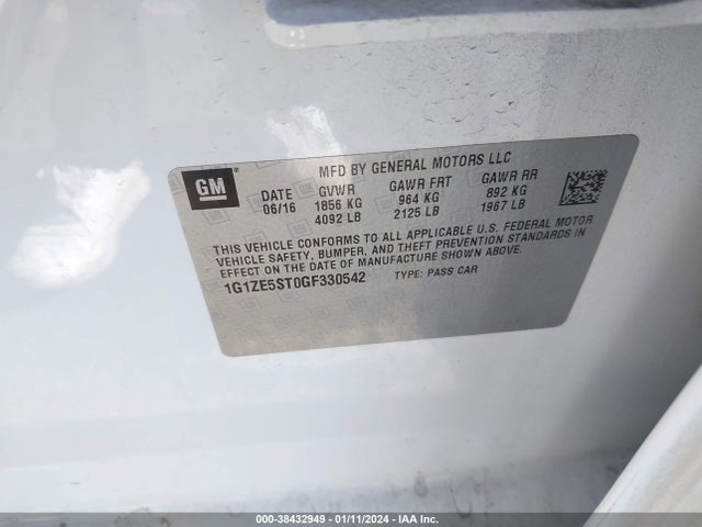 Chevrolet MALIBU 1LT 2016 1G1ZE5ST0GF330542 Image 9