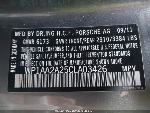 2012 PORSCHE CAYENNE WP1AA2A25CLA03426 Photo 8