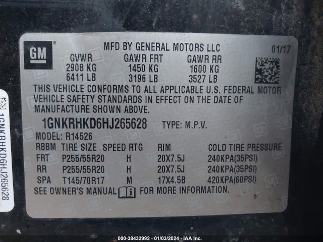 Chevrolet Traverse 2lt 2017 1GNKRHKD6HJ265628 Image 9