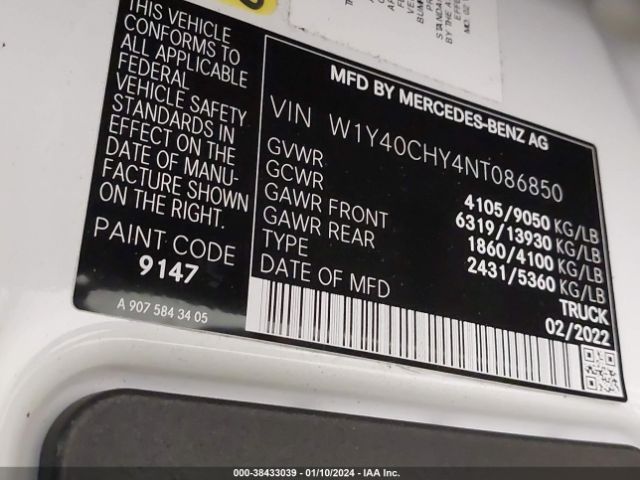 W1Y40CHY4NT086850 Mercedes-Benz Sprinter 2500 High Roof I4
