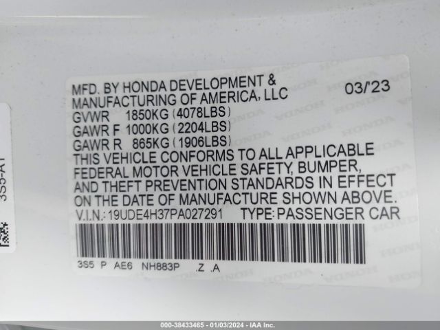 19UDE4H37PA027291 Acura Integra A-spec Package