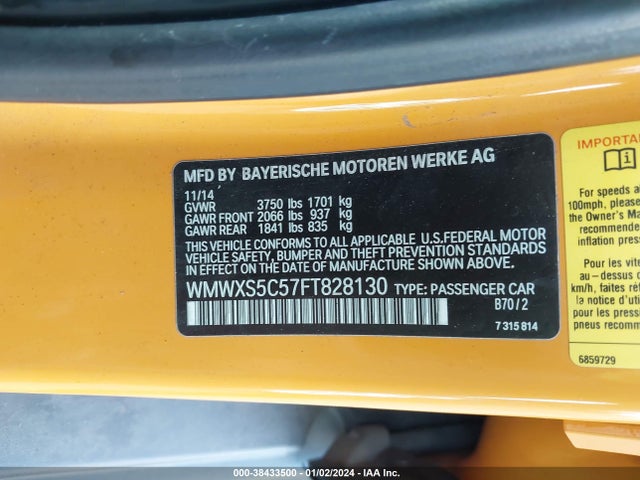 2015 MINI HARDTOP WMWXS5C57FT828130 Photo 8