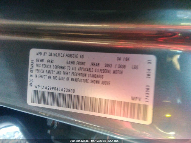 2004 PORSCHE CAYENNE WP1AA29P54LA23998 Photo 8