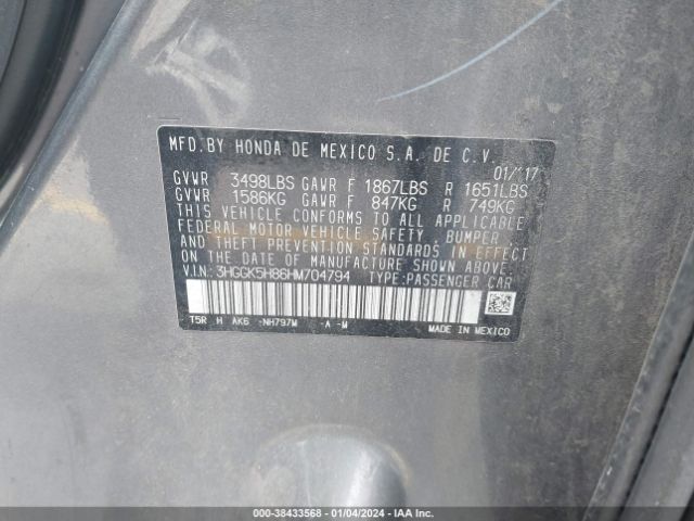 3HGGK5H86HM704794 Honda Fit Ex-l