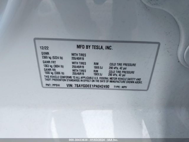 2023 TESLA MODEL Y 7SAYGDEE1PA042490 Photo 8