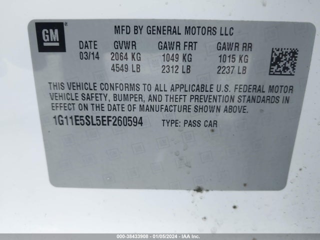 Chevrolet MALIBU 2LT 2014 1G11E5SL5EF260594 Image 9
