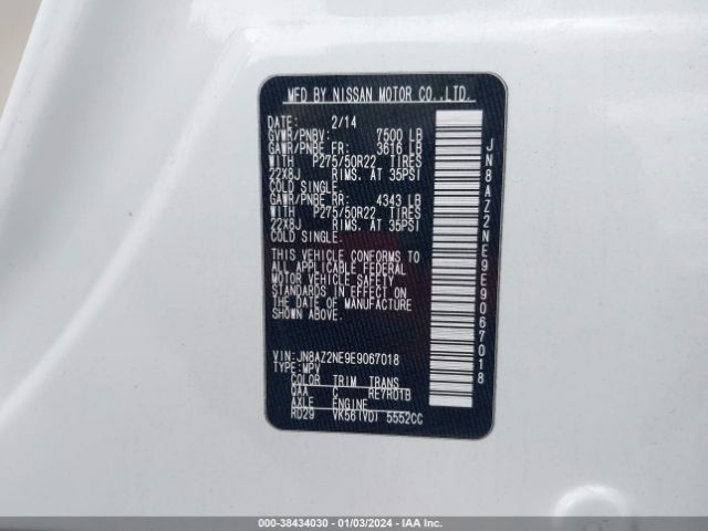 JN8AZ2NE9E9067018 Infiniti QX80
