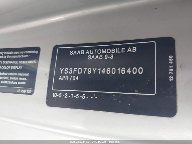 2004 SAAB 9-3 YS3FD79Y146016400 Photo 8
