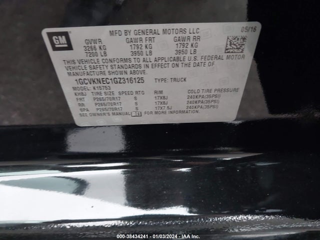 2016 CHEVROLET SILVERADO 1500 LS VIN: 1GCVKNEC1GZ316125