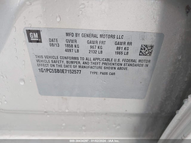 Chevrolet Cruze 1lt Auto 2014 1G1PC5SB0E7152577 Image 9