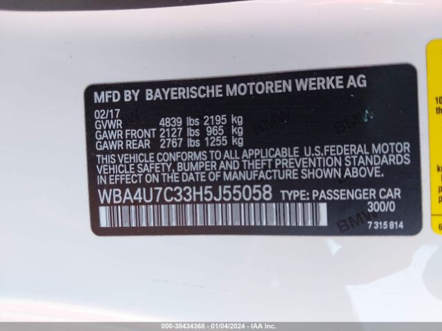WBA4U7C33H5J55058 BMW 430I
