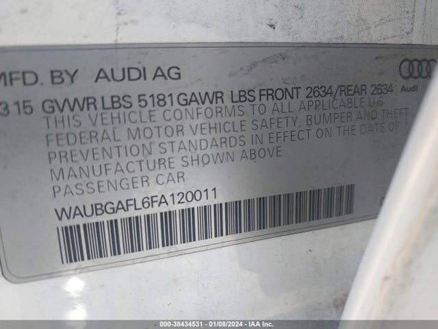 Audi S4 3.0t Premium Plus 2015 WAUBGAFL6FA120011 Image 9