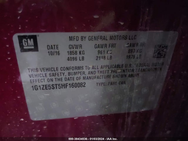 Chevrolet MALIBU 1LT 2017 1G1ZE5ST5HF160082 Image 9