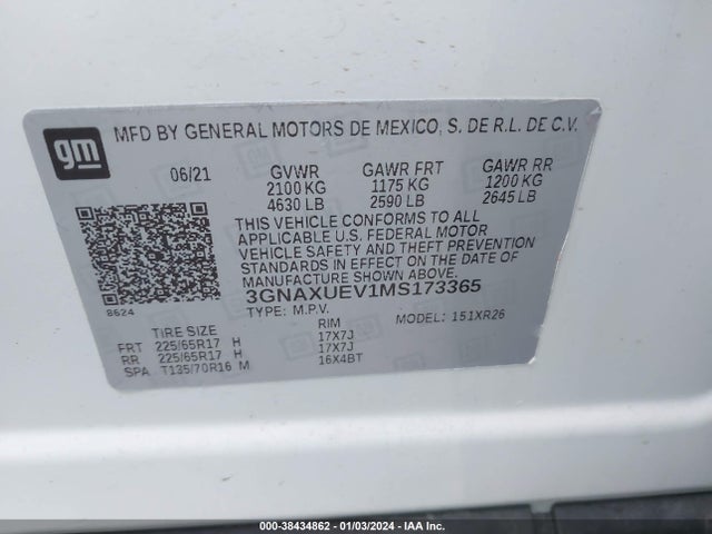 Chevrolet Equinox Awd Lt 2021 3GNAXUEV1MS173365 Image 9