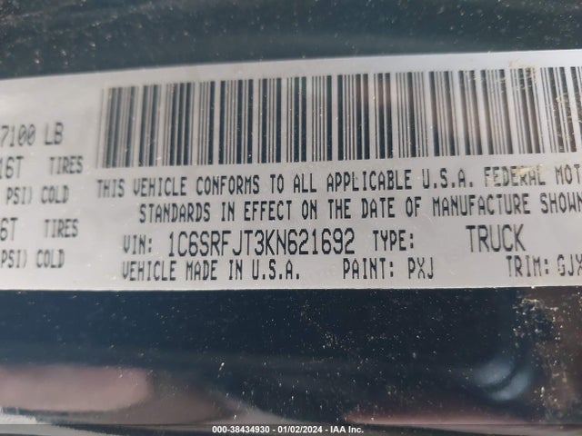 1C6SRFJT3KN621692 RAM 1500
