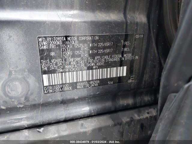 Toyota a25a-fks 2019 JTMH1RFV2KD021578 Image 35