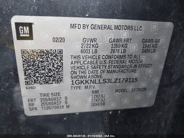 GMC Acadia Awd At4 2020 1GKKNLLS3LZ179115 Image 9