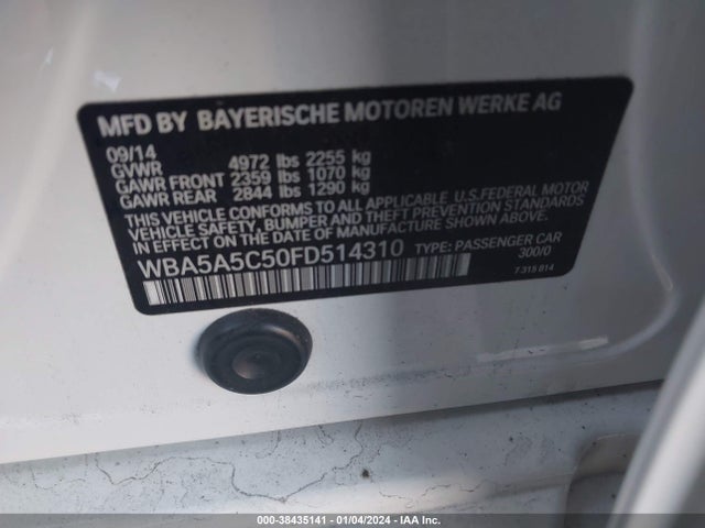 BMW 528I 2015 WBA5A5C50FD514310 Image 9