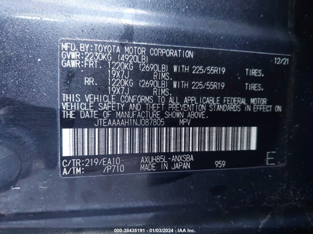 Toyota Venza Limited 2022 JTEAAAAH1NJ087805 Image 9