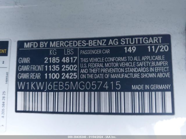 W1KWJ6EB5MG057415 Mercedes-Benz Amg C 43 4matic